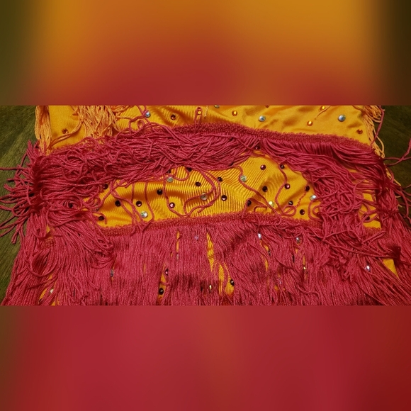 Weissman Fringe Dance Costume for Kids - Orange, Pink, and Red Size LC - Picture 8 of 16